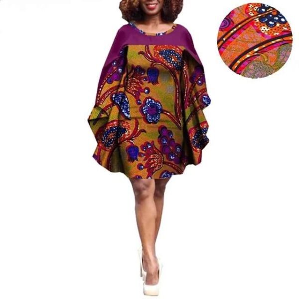 Women Plus Size Batwing Sleeve Knee-length O-neck Dress