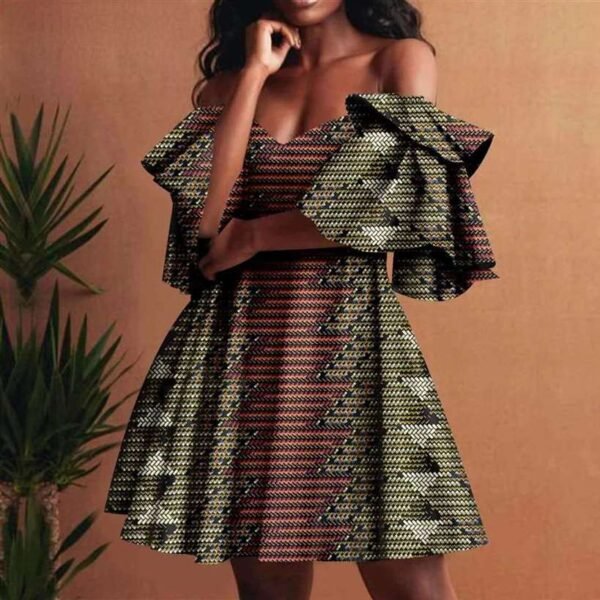 African Print Women Off Shoulder Dress
