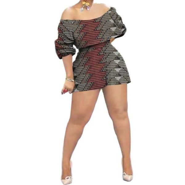 African Print Women Off Shoulder Top And Shorts Set