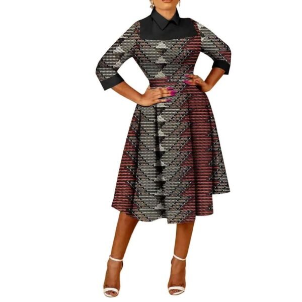 Women Half Sleeve A Line Dress Midi Dress