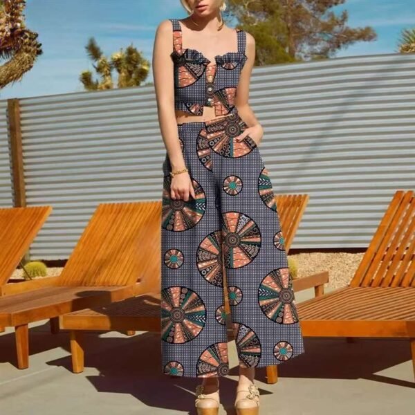 Women Sleeveless Crop Top and Pants Set