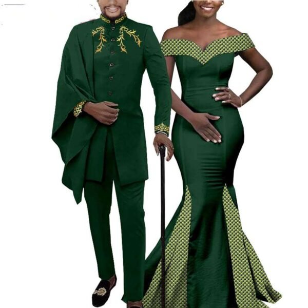 Women Slim Mermaid Dress Men Jacket Pant Sets with Hat