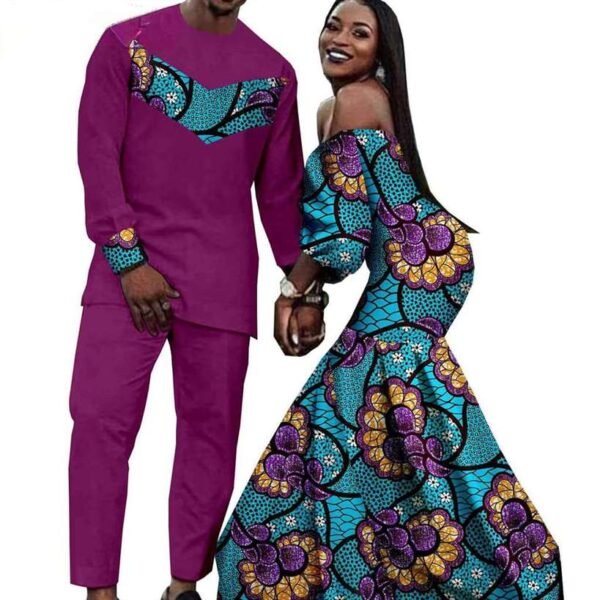 Women Long Mermaid Dresses Men Outfits Sets