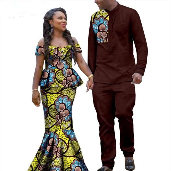 Women Print Top and Mermaid Skirts Men Outfits