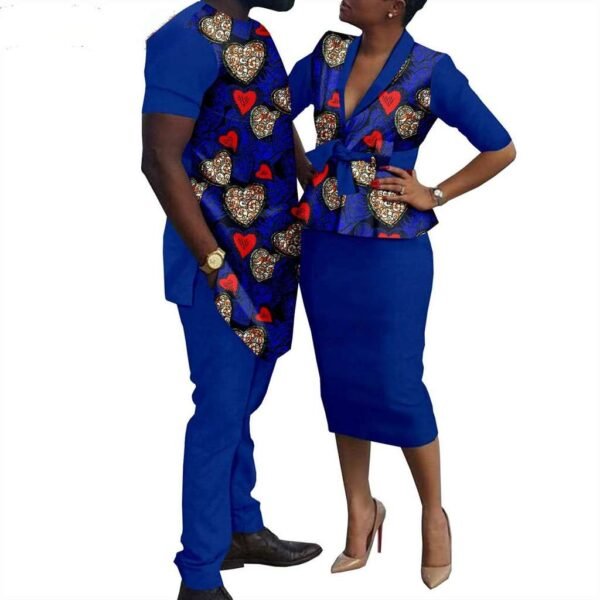 Women Patchwork Print Top Coats and Hip Skirts Sets Men Suits
