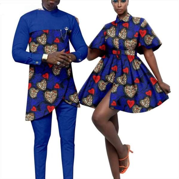 Men Irregularly Top and Pant Sets Women Print Long Shirts Dress
