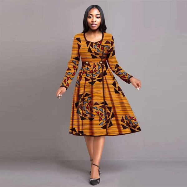 Women High Waist Knee Dress