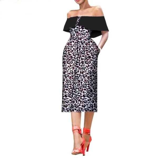 Women Mid-calf Single Breasted Strapless Dress