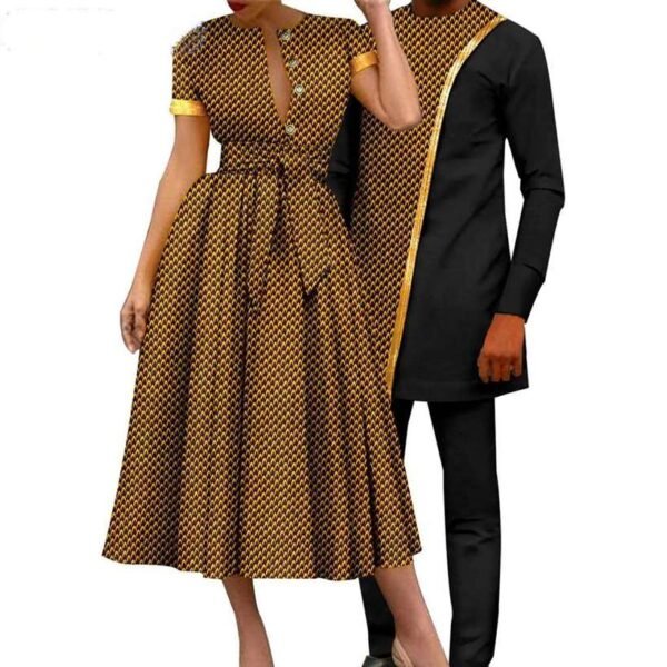 Women Print Dresses Men Outfits Top and Pant Sets