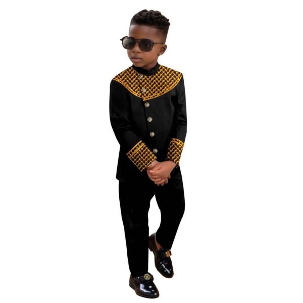 Boy Jacket Button Bright Silk Top and Pant
