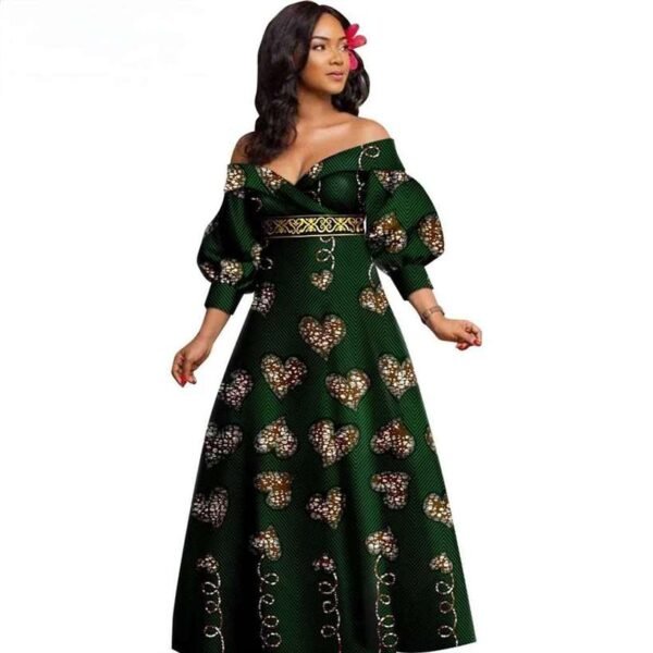 Women Off Shoulders Deep V-neck High Waist Dress