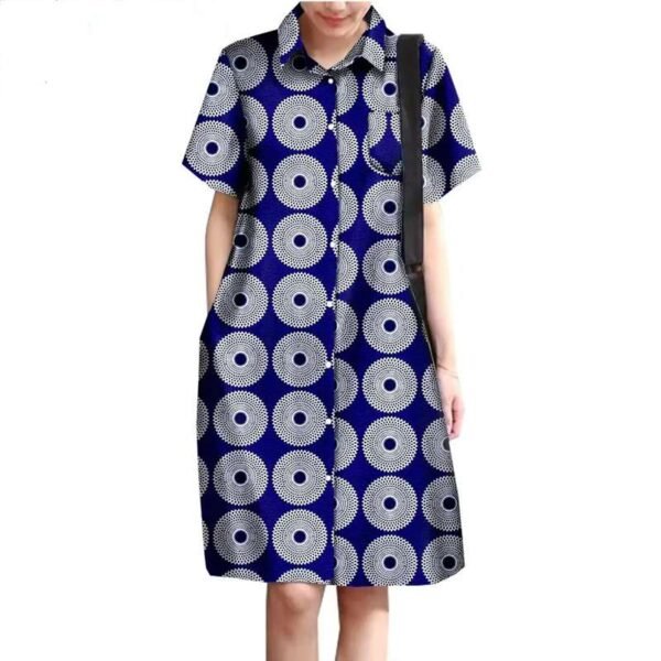 Women Wax Batik Plus Size Casual Short Sleeve Dress