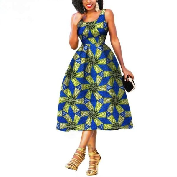 Women Knee-length Sleeveless Batik Party Dress