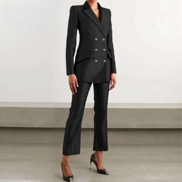 Women Full Sleeve Double Breasted Jacket and Trousers Set
