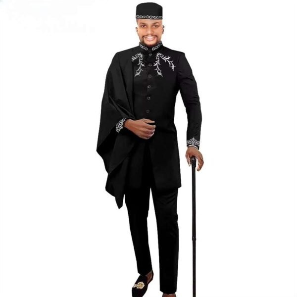 Print Men Coats Ankara Pants and Hat Set