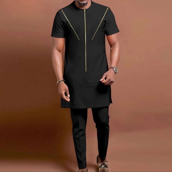 African Print Men Tops and Pants 2 Piece Set