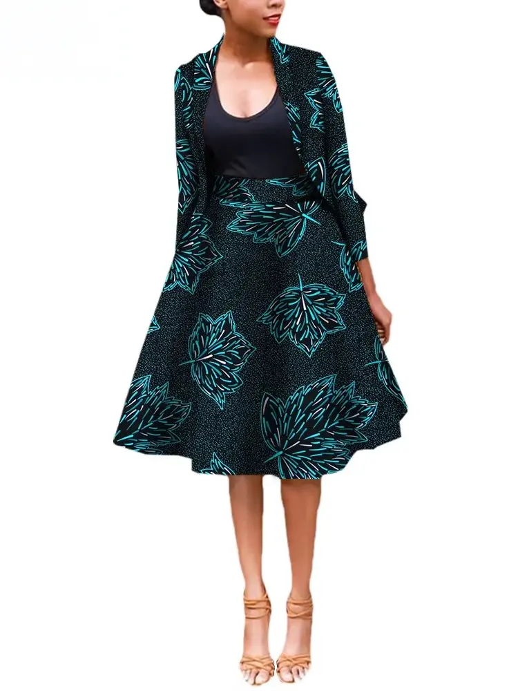 African Clothing for Women Dashiki Coats and Print Skirt Plus Size Set Wst25 - Image 4