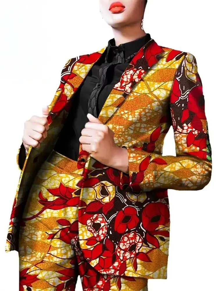 African Clothing for Women Dashiki Coats and Print Pants 2 Piece Set Wst22 - Image 2