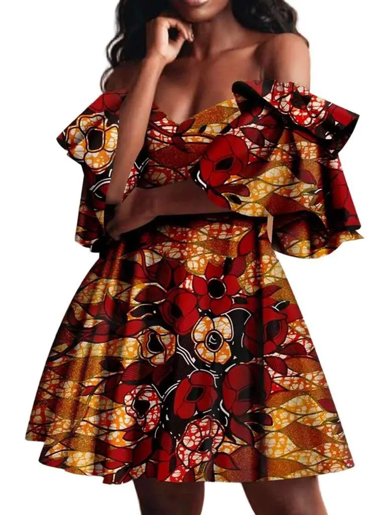 African Clothing for Women Off Shoulder High Waist Elegant Party Dresses Wdr84 - Image 4