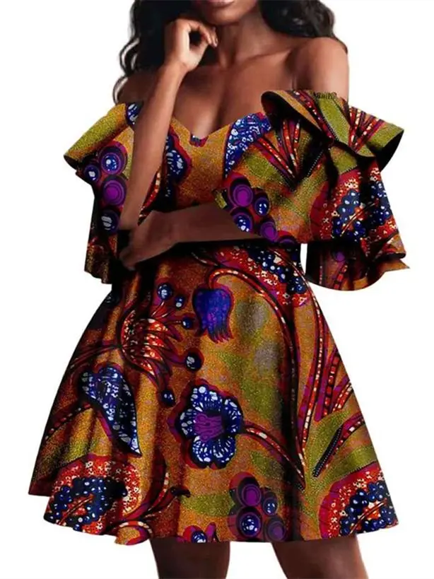 African Clothing for Women Off Shoulder High Waist Elegant Party Dresses Wdr84 - Image 5