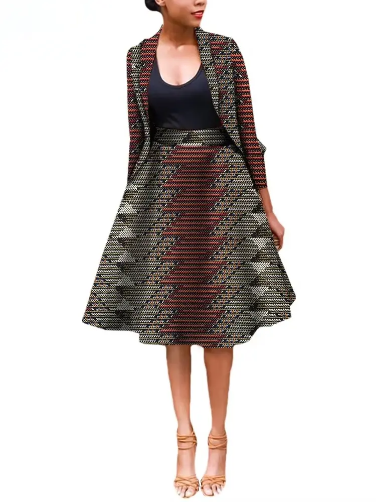 African Clothing for Women Dashiki Coats and Print Skirt Plus Size Set Wst25 - Image 5
