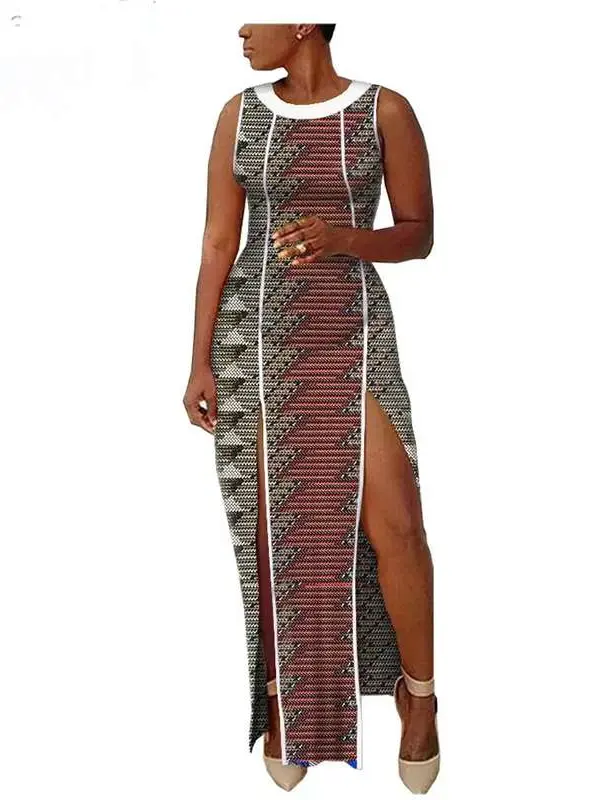 African Clothing for Women O-Neck Sleeveless Maxi Dashiki Dresses Wdr41 - Image 2