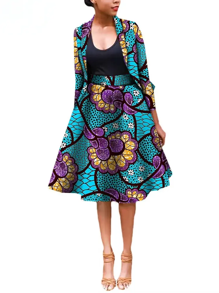 African Clothing for Women Dashiki Coats and Print Skirt Plus Size Set Wst25 - Image 3