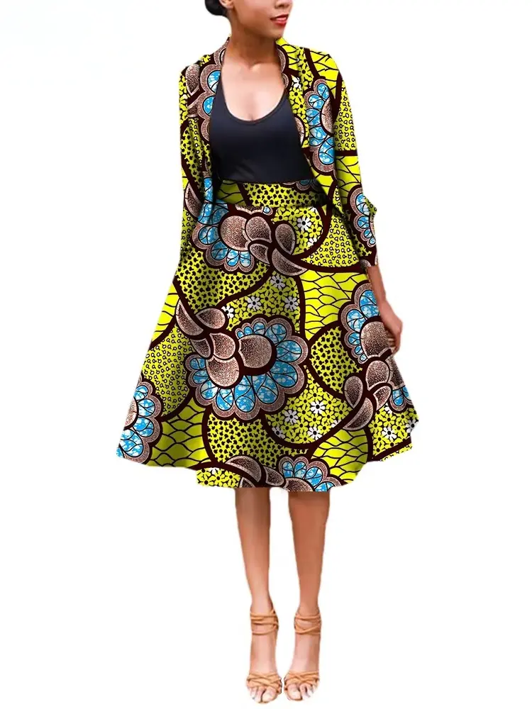 African Clothing for Women Dashiki Coats and Print Skirt Plus Size Set Wst25 - Image 6