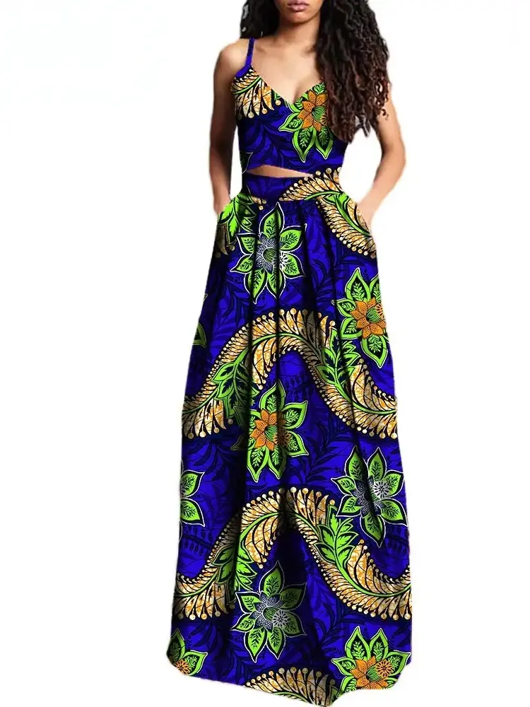 African Clothing for Women Crop Top and Maxi Skirts Dashiki Plus Size Set Wst27 - Image 8