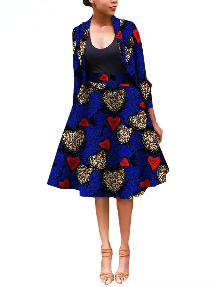 African Clothing for Women Dashiki Coats and Print Skirt Plus Size Set Wst25 - Image 2