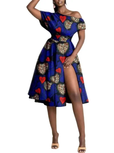 African Clothing for Women High Waist Elegant Ethnic Style Split Dresses Wdr83