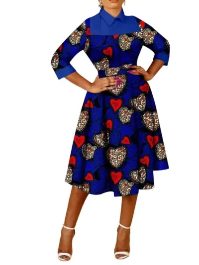 African Clothing for Women Dashiki Half Sleeve Fashion A Line Dresses Wdr88