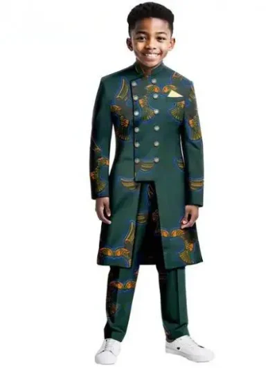 African Clothes for Boys Dashiki Print Top and Pant Sets Formal Suits Acok16