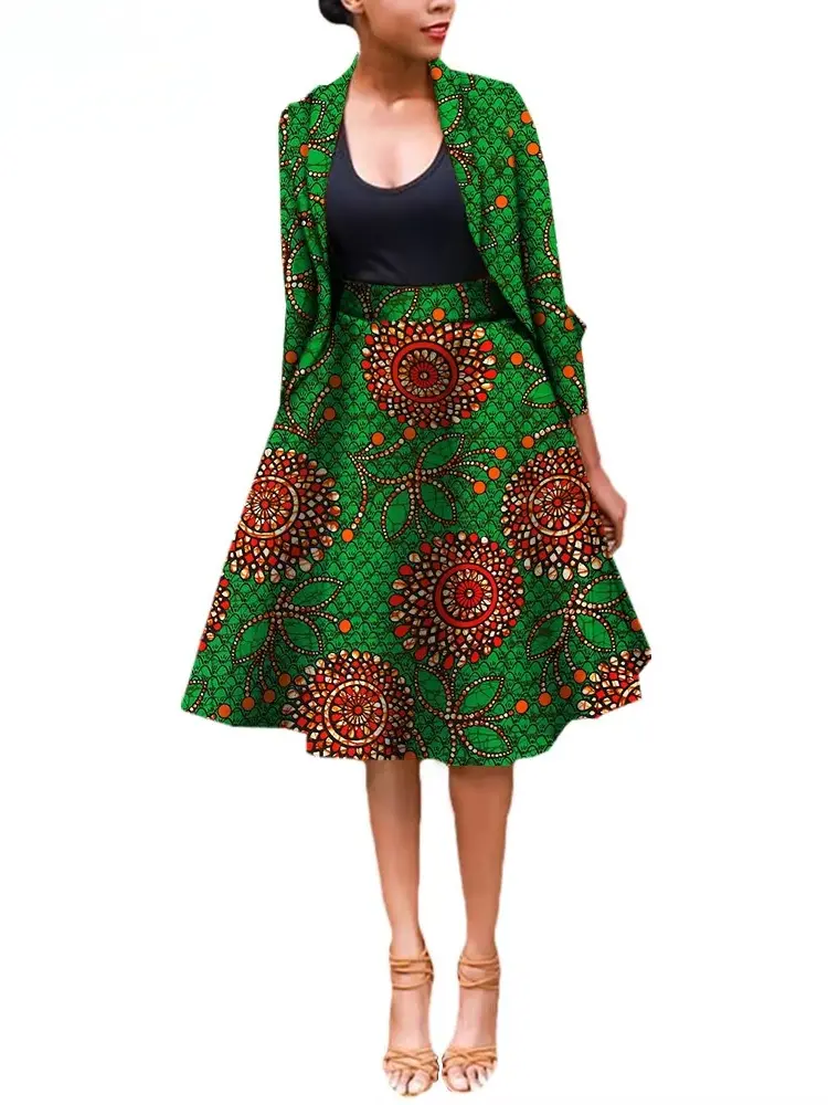 African Clothing for Women Dashiki Coats and Print Skirt Plus Size Set Wst25 - Image 9