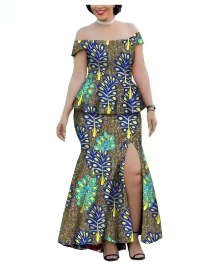 African Clothing for Women Strapless Tops and Print Plus Size Set Wst18
