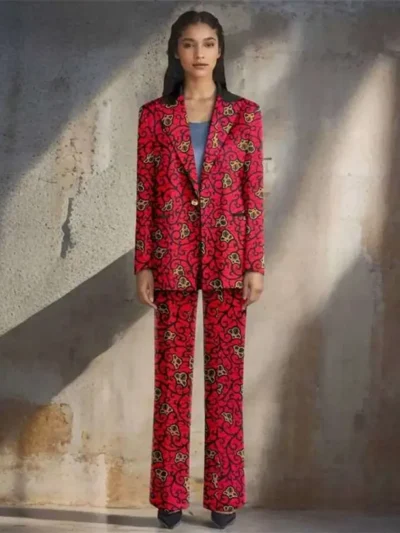 African Suits for Women Single Breasted Blazer and Pants 2 Piece Set Wdr5