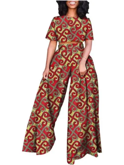 African Clothing for Women Print Tops and Ankara Pants Set Wst15