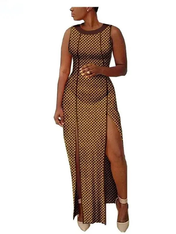 African Clothing for Women O-Neck Sleeveless Maxi Dashiki Dresses Wdr41 - Image 5