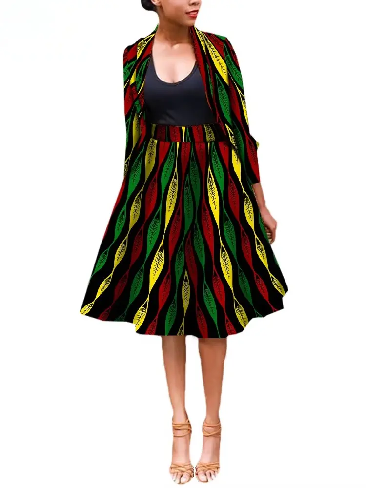 African Clothing for Women Dashiki Coats and Print Skirt Plus Size Set Wst25 - Image 15
