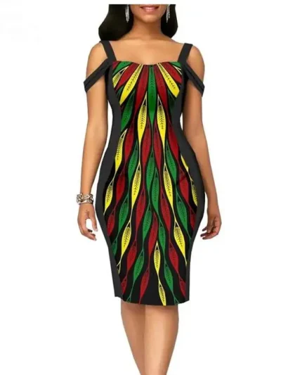 African Clothing for Women Summer Print Ankara Attire Dresses Wdr37