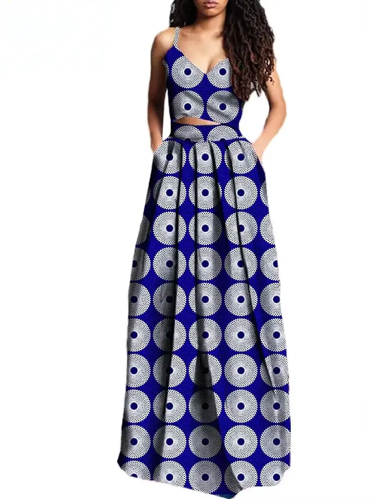 African Clothing for Women Crop Top and Maxi Skirts Dashiki Plus Size Set Wst27 - Image 15