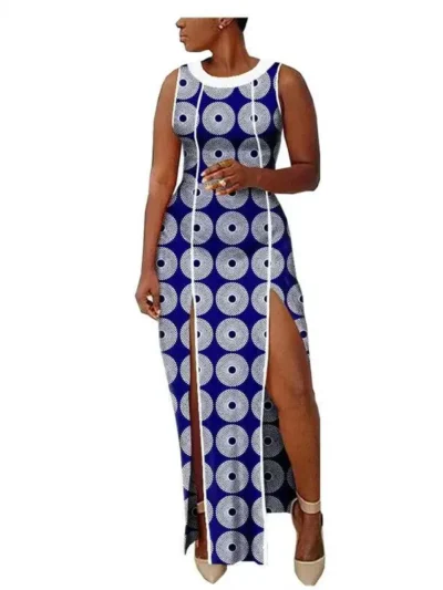 African Clothing for Women O-Neck Sleeveless Maxi Dashiki Dresses Wdr41