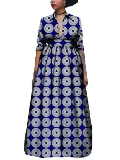 African Clothing for Women Half Sleeve Ankle-length Dresses Wdr36