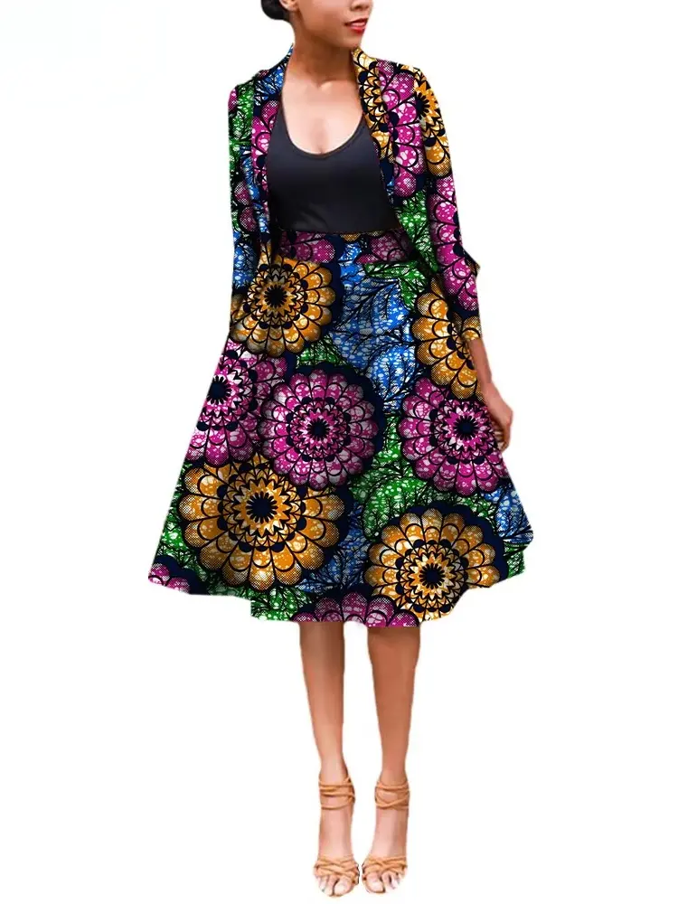 African Clothing for Women Dashiki Coats and Print Skirt Plus Size Set Wst25 - Image 16