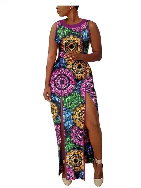 African Clothing for Women O-Neck Sleeveless Maxi Dashiki Dresses Wdr41 - Image 6
