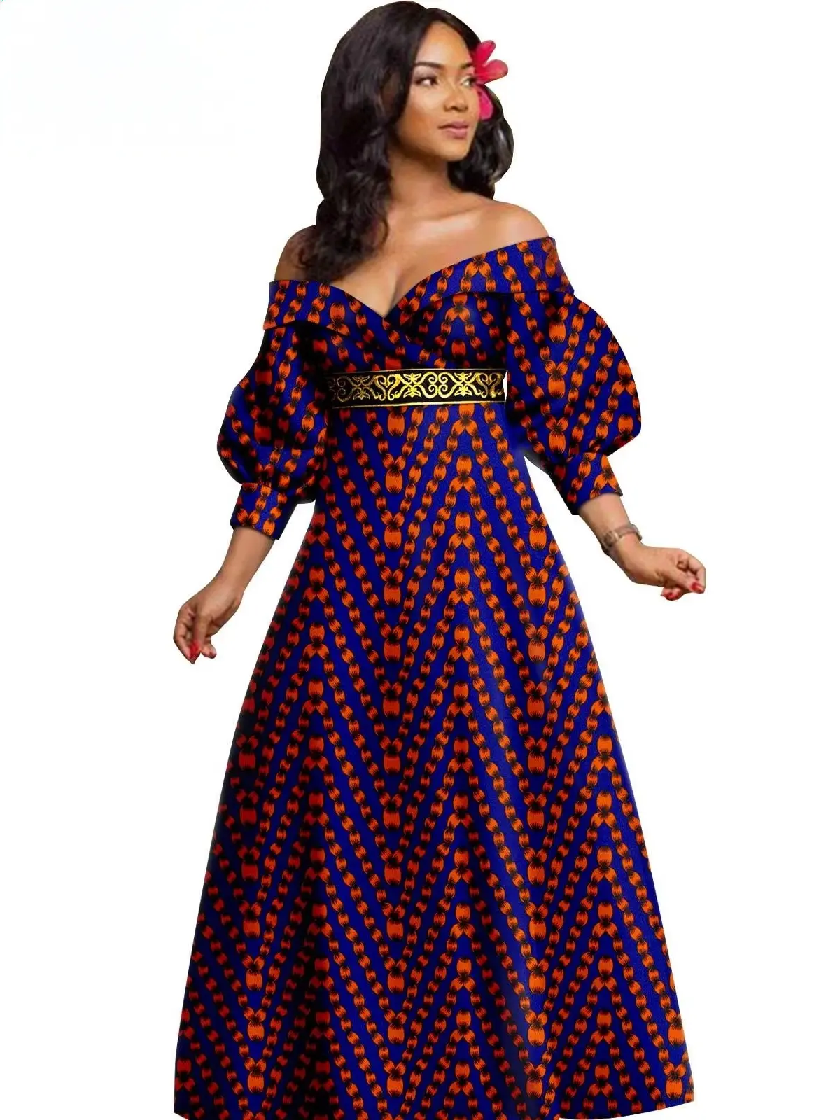 African Clothing for Women Off The Shoulders Deep V-neck Dresses Wdr47 - Image 10