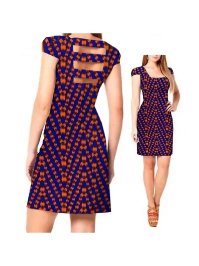 African Print Dresses for Women Sexy Party Mini Length Short Sleeve Wdr16