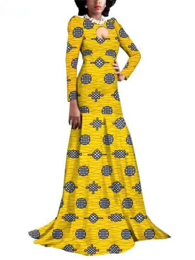 African Clothing for Women Floor Length Print Plus Size Dresses Wdr43