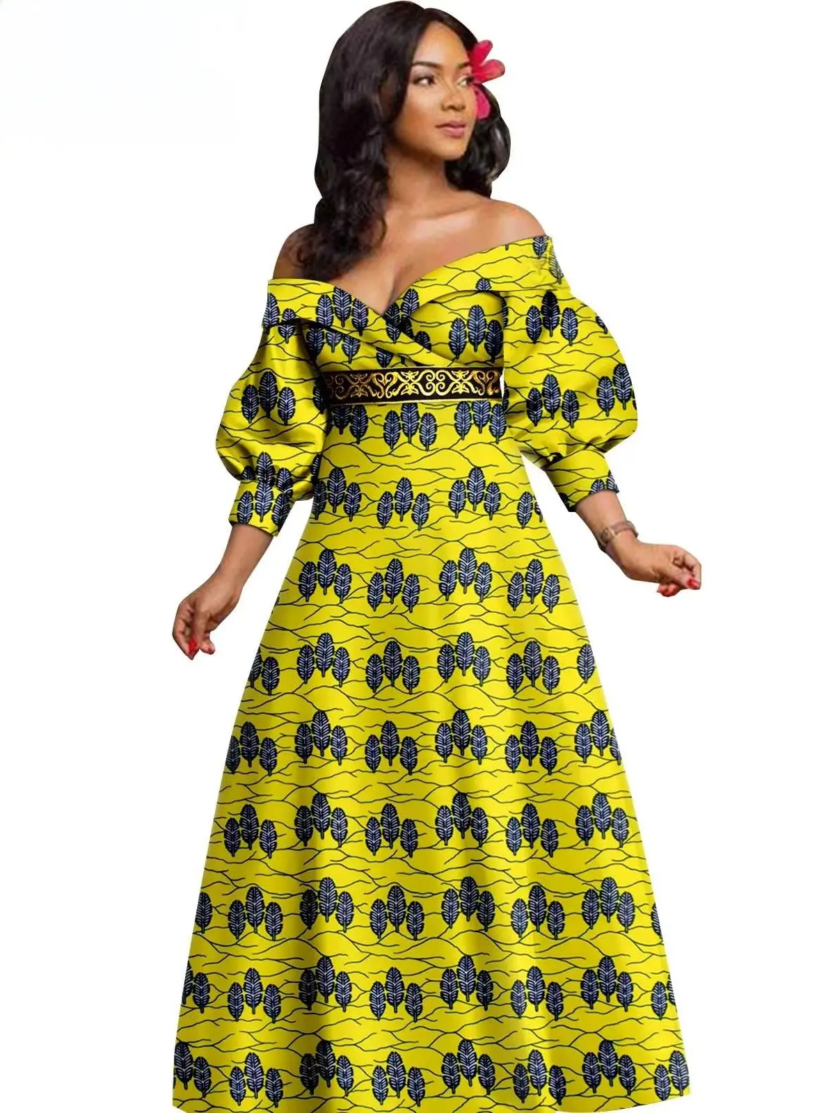 African Clothing for Women Off The Shoulders Deep V-neck Dresses Wdr47 - Image 12