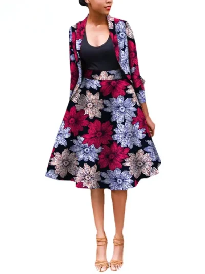 African Clothing for Women Dashiki Coats and Print Skirt Plus Size Set Wst25